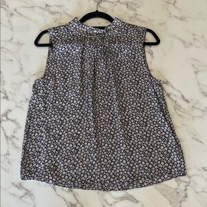 Rebecca Taylor Navy and White Floral Silk Blouse. New.